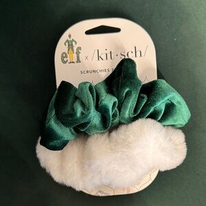 Kitsch Emerald and Cream Scrunchies Set “Elf”